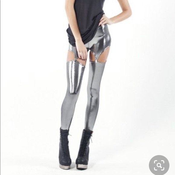 Blackmilk Pants - Blackmilk liquid silver suspenders
